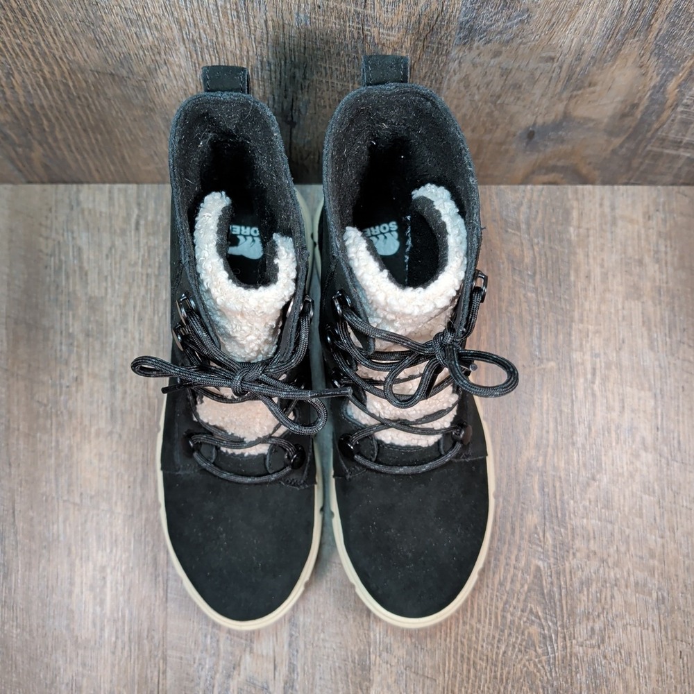 Sorel Explorer III Joan Womens Waterproof Winter Boots Size 11 Black White Suede - Picture 5 of 13